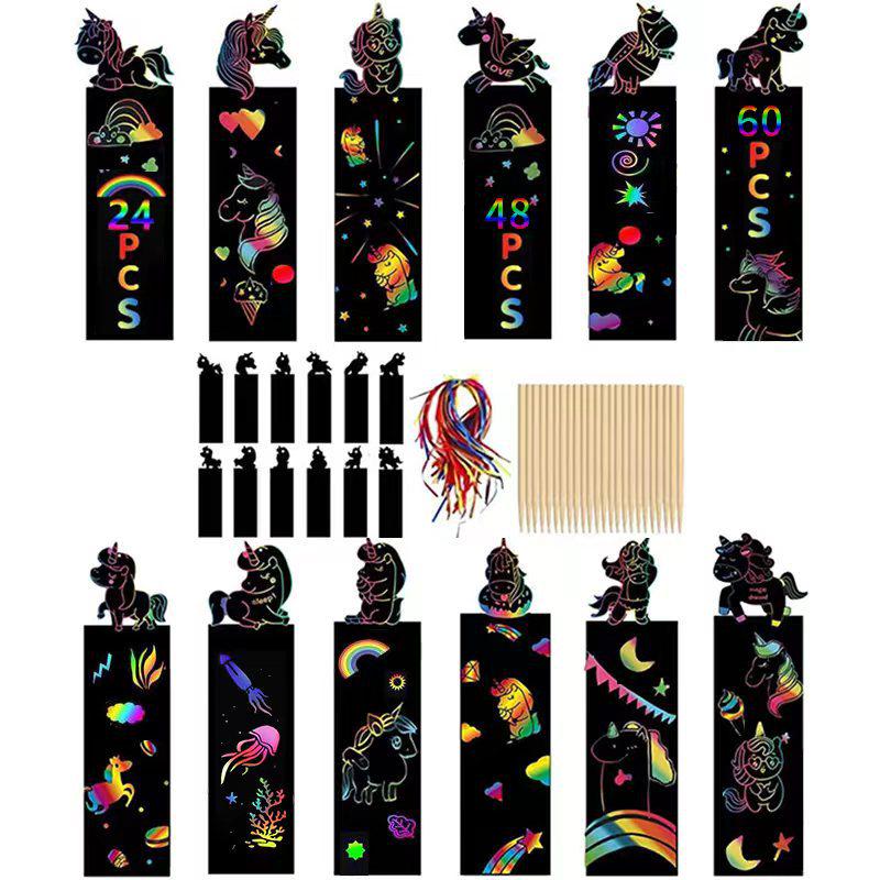 

Colorful DIY Scratch Art Animal Bookmarks and Irregular Shape Drawing Paper for Children s Painting and Doodling