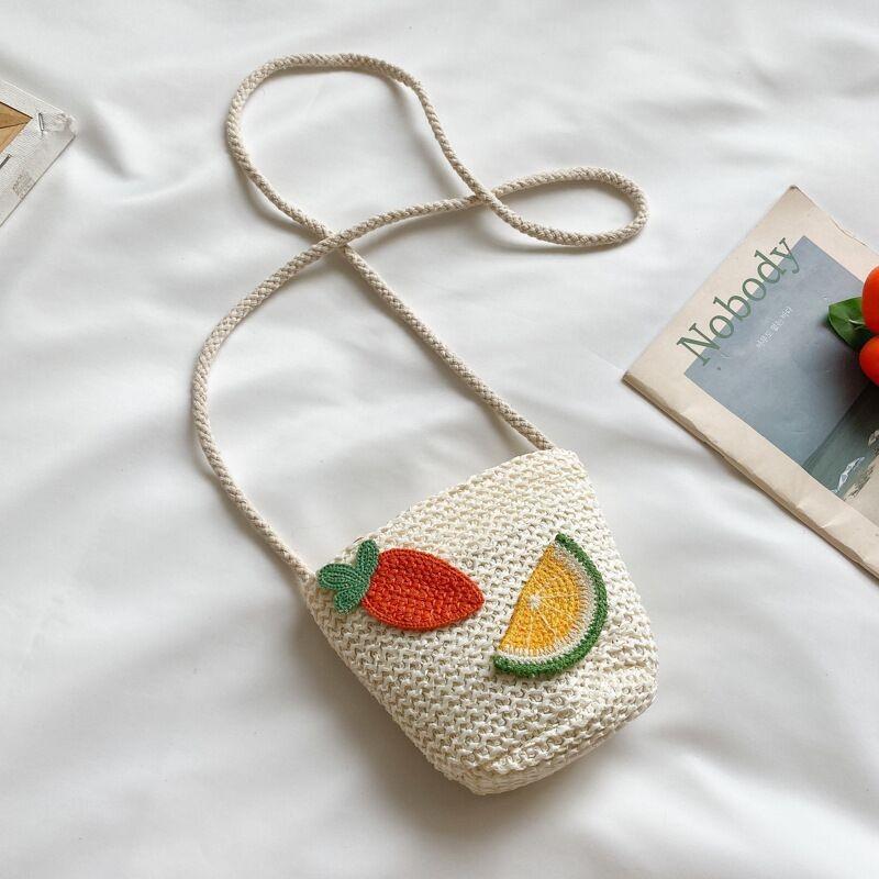 Stylish Lightweight And Durable Kids Woven Bag Featuring Cartoon Rabbit And Carrot