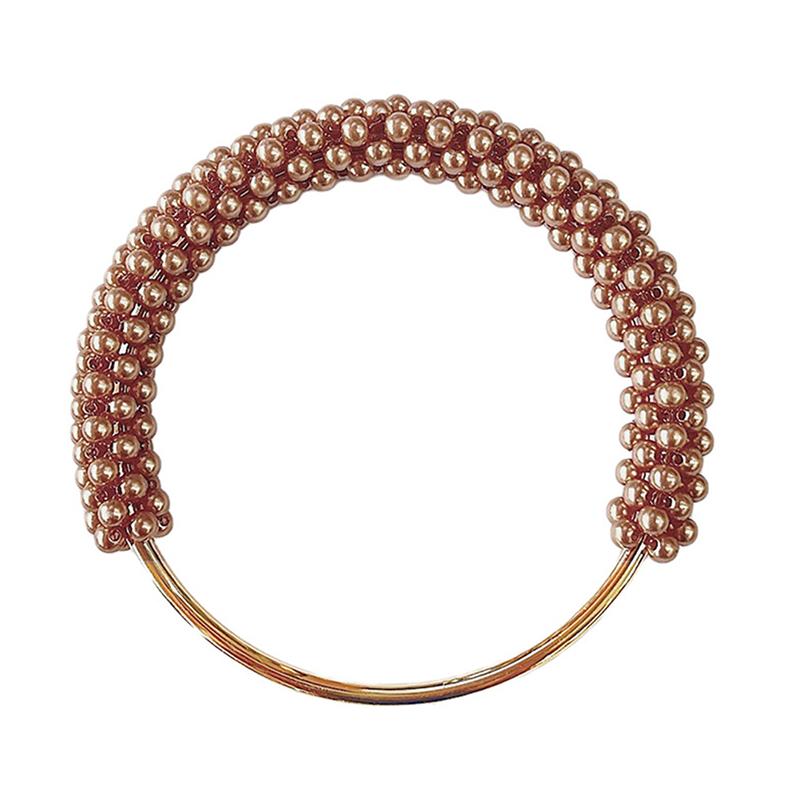 1Pc Exquisite Pearl Round Bag Handle Metal Ring Braided Colorful Beads For Women Handbag Purse Frame Diy Handmade Bag Accessories