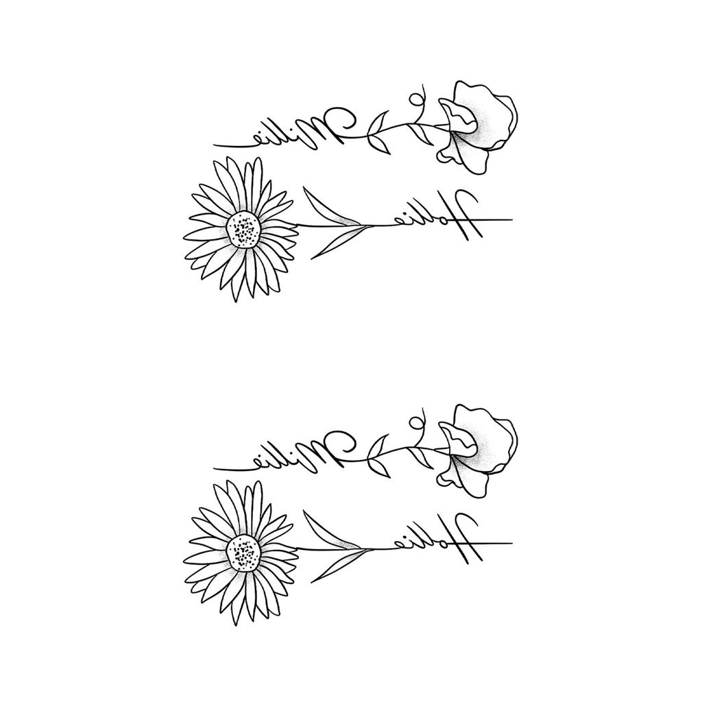 High-End Small Fresh Color Beautiful English Flower Hand Collarbone Simulation Flower Tattoo Sticker