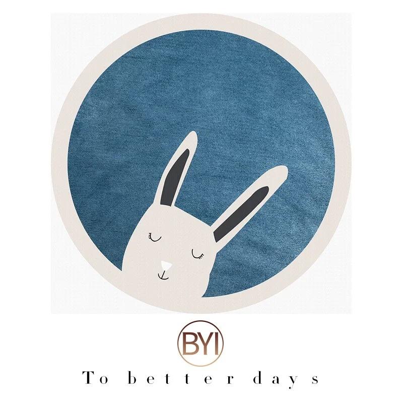 Cute Round Rug Kids Rooms Carpets Bedroom Cartoon Decoration Bedside Rugs Living Room Carpet Study Non-slip Chair Floor Mat