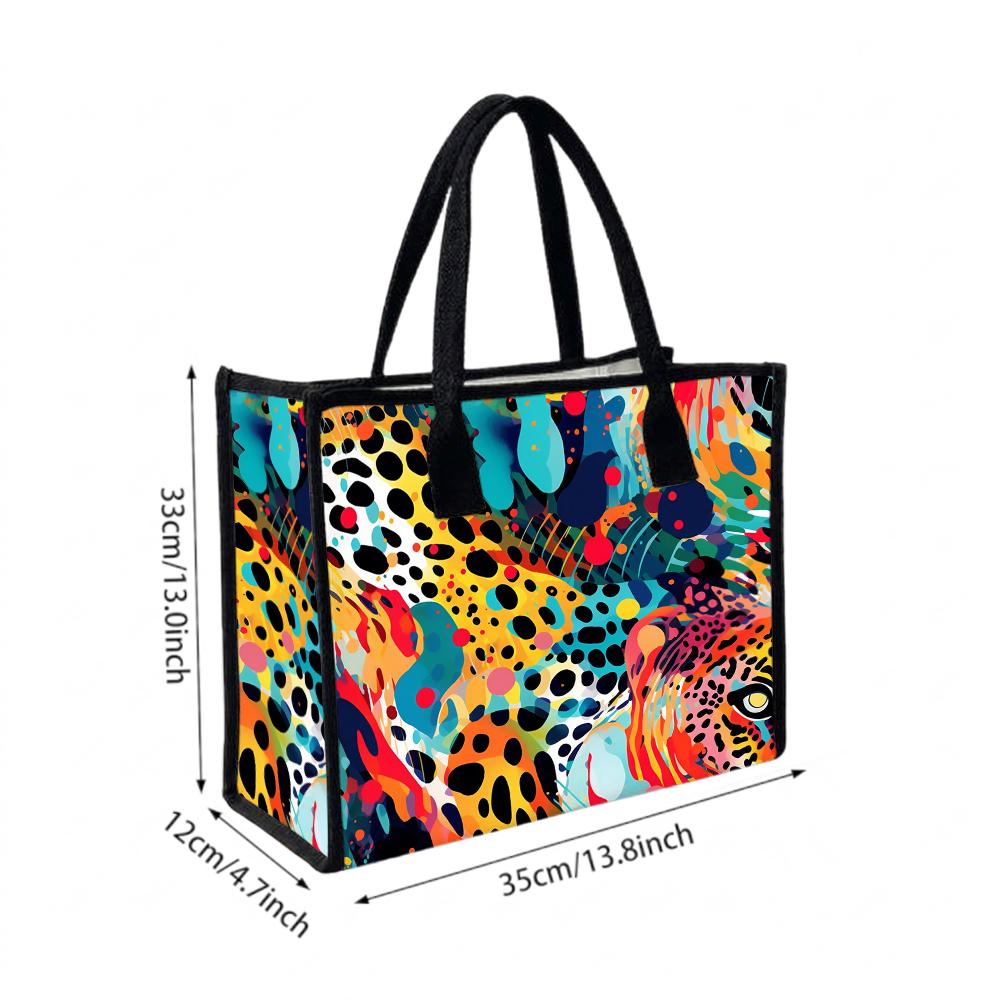 Colorful Leopard Print Tote Bag Fashion Portable Casual Handbag For Daily Use
