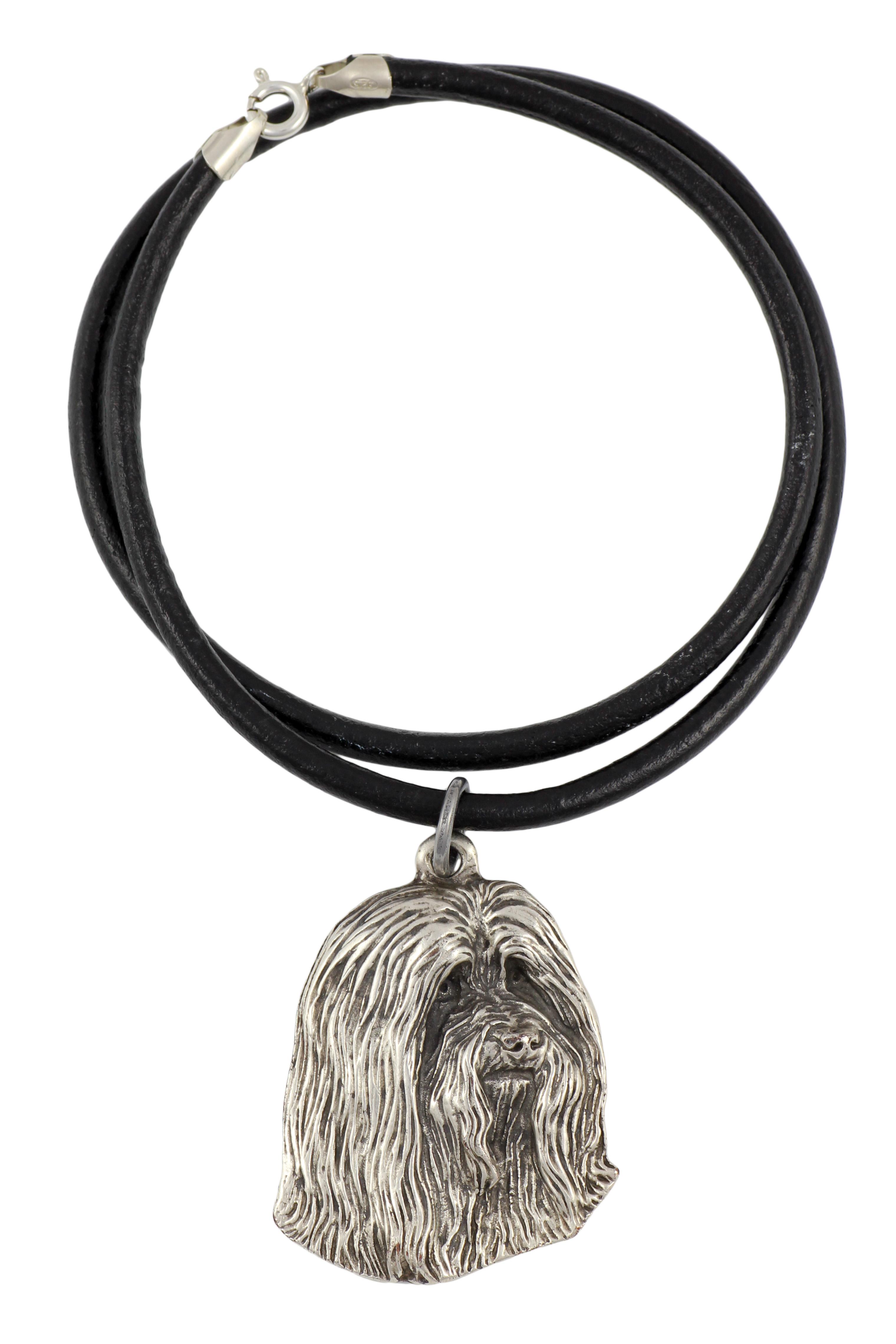 

Bearded Collie, Highland Collie, Mountain Collie - Necklace with dog, silver-plated pendant for dog fan, unique jewelry by Art-Dog brand срібний
