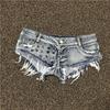 Retro Washed Low-Rise Rivet Hot Pants