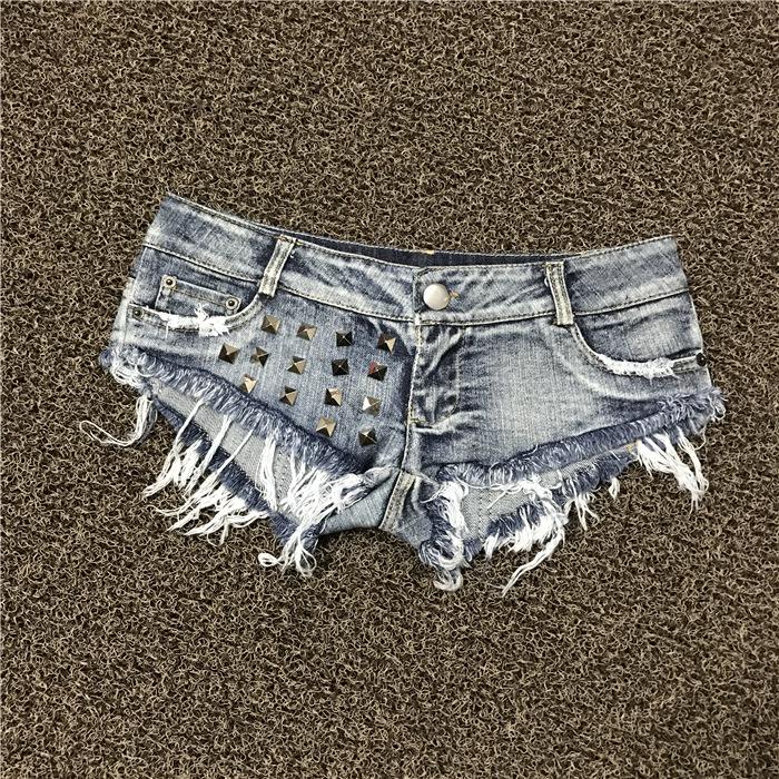 

Retro Washed Low-Rise Rivet Hot Pants Extra Large світло-синій колір