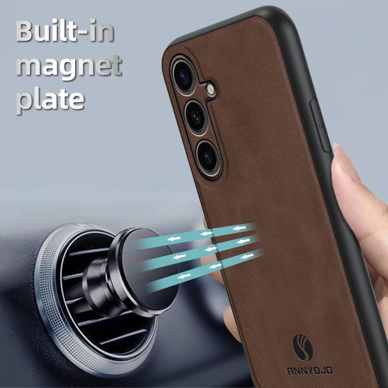 ANNYOJO For Samsung Galaxy S23 FE Case PU Leather+PC+TPU Back Guard Phone Cover