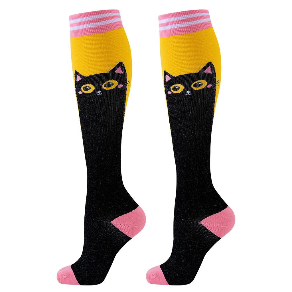 5 Pairs Cat Compression Socks Nurse Compression Socks Sport Knee High Compression Stocking