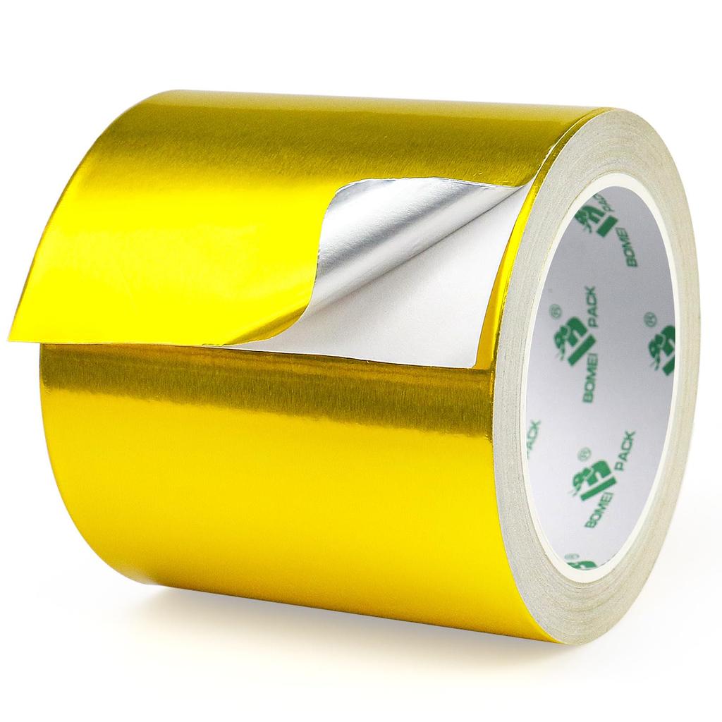 BOMEI PACK Gold Aluminum Foil Tape 100mm*25m Heavy Duty, Hot Cold Air Pipe Tape