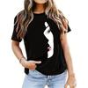 European Size Womens Graphic Print T Shirt Casual Crew Neck Top Portrait Applique Polyester Spandex Blend Knit Fabric Regular Length Spring