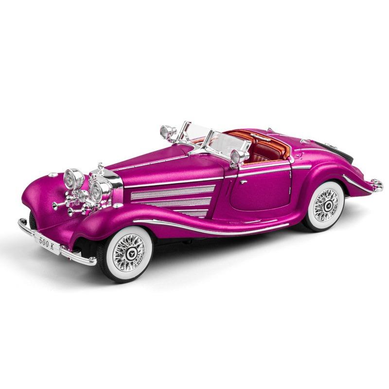 

1/24 Mercedes-Benz 500K 1936 Классическая модель автомобиля из литого сплава Игрушечные транспортные средства Звук и свет Детская коллекция игрушек Подарки фиолетовый