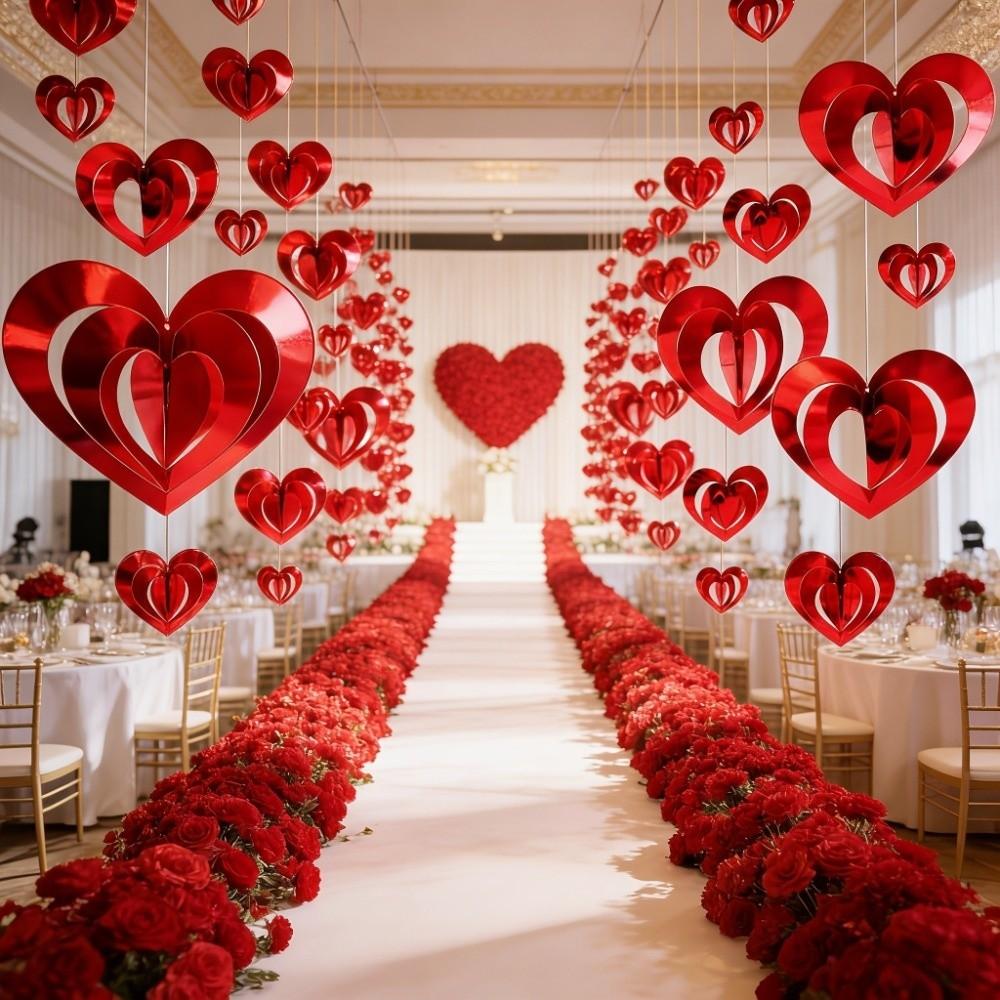 Decorations Romantic Valentine's Day Love Pulling Wedding DIY Love Flower Hanging Curtain 3D Love Spiral Pendant Anniversary