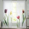 Gekleurde Abstracte Bloem Tule Gordijnen Voor Woonkamer Keuken Transparant Voile Gordijn Slaapkamer Raampanelen