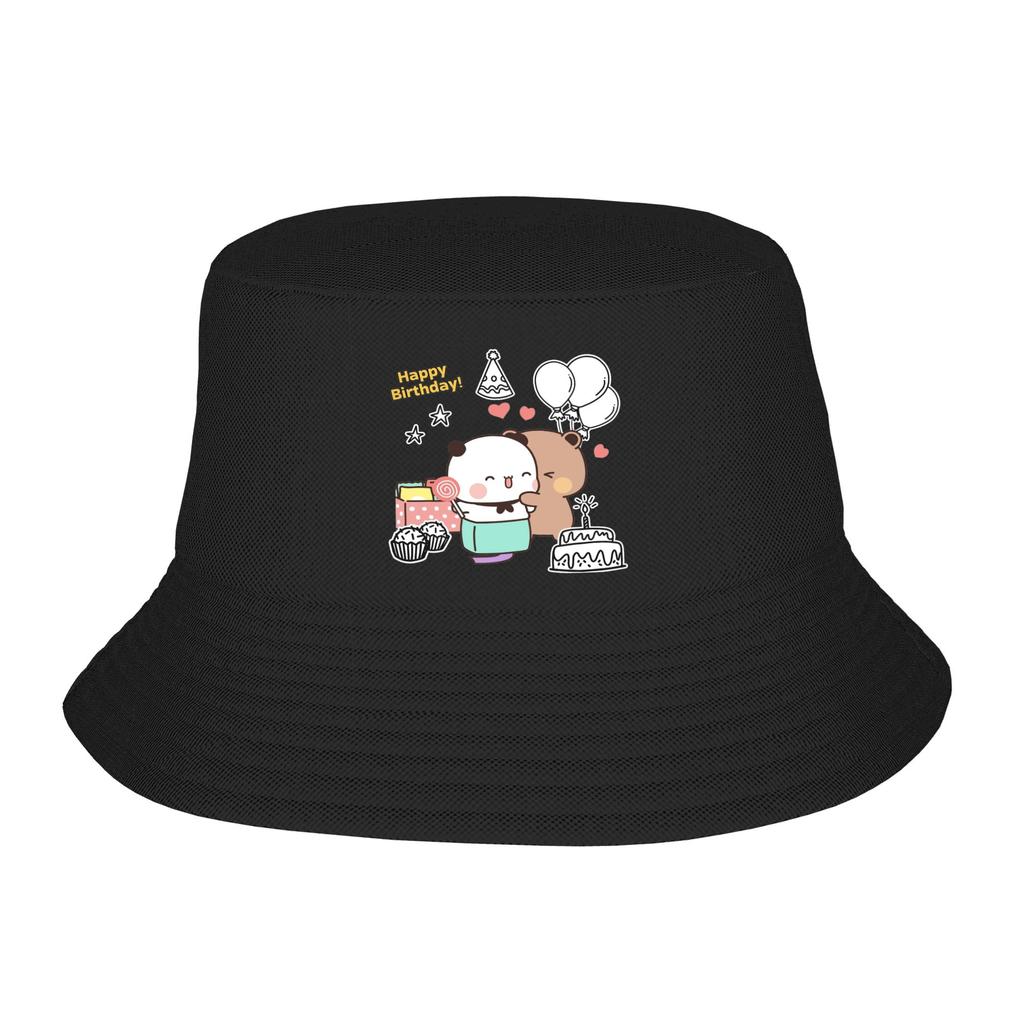 DuDu Bear and BuBu Panda Halloween Bucket Hats Summer Travel Headwear Stuff Kawaii Fishing Cap for Camping Teen Ispoti Hat