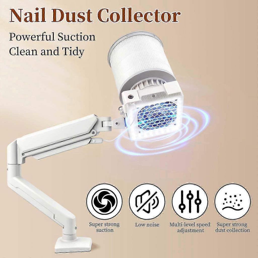 Profesionální odsavač prachu na nehty s LED světlem, 99% zachycení, Silné sání, Stolní montáž pro salon