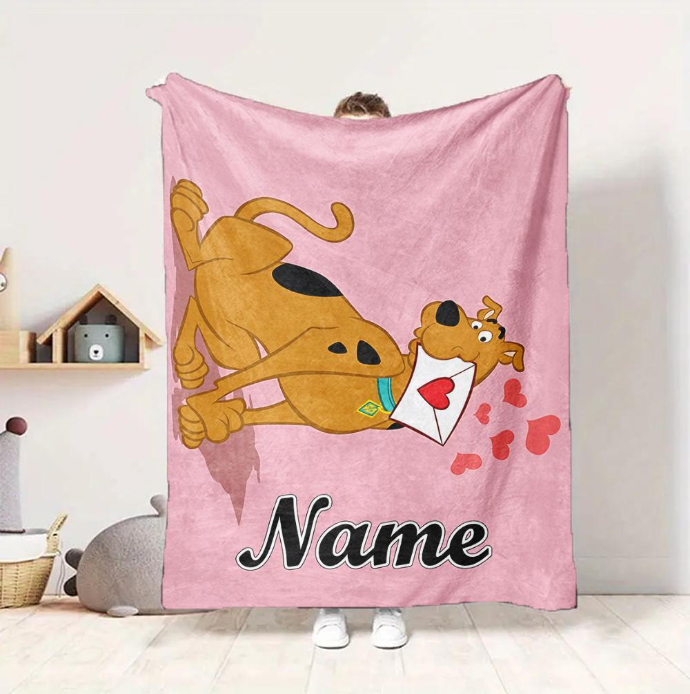 Custom Name Scooby Doo Adventure Flannel Blanket Throw Blanket Soft Warm Sofa Bed home Decor Unique Gift