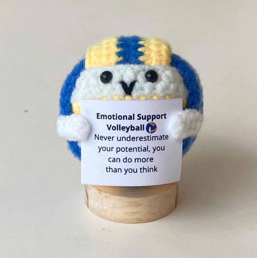 Crochet Positive Energy Golf Ball Doll With Card Home Room Decor Handmade Knitted Basketball Desktop Ornament Christmas Gifts