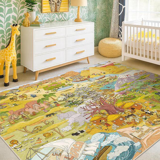Large Cartoon Fun Quick-Dry Water-Absorbent Crystal Velvet Floor Mat for Living Room