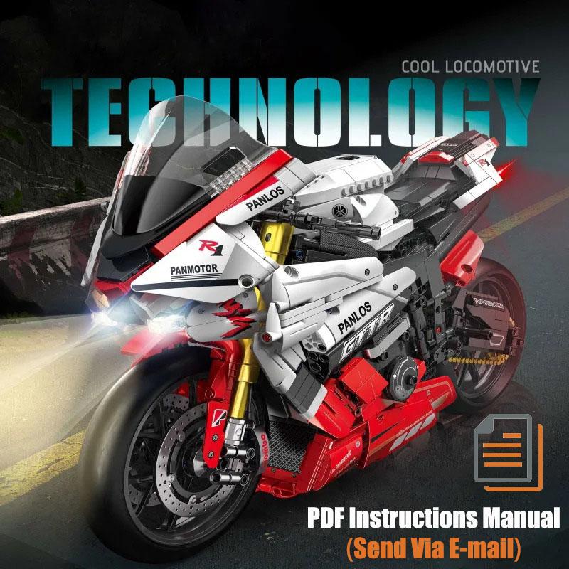 Technical Expert Racing Car Motorcycle Building Blocks Motorbike with Light Bricks Toys for Kids Gifts