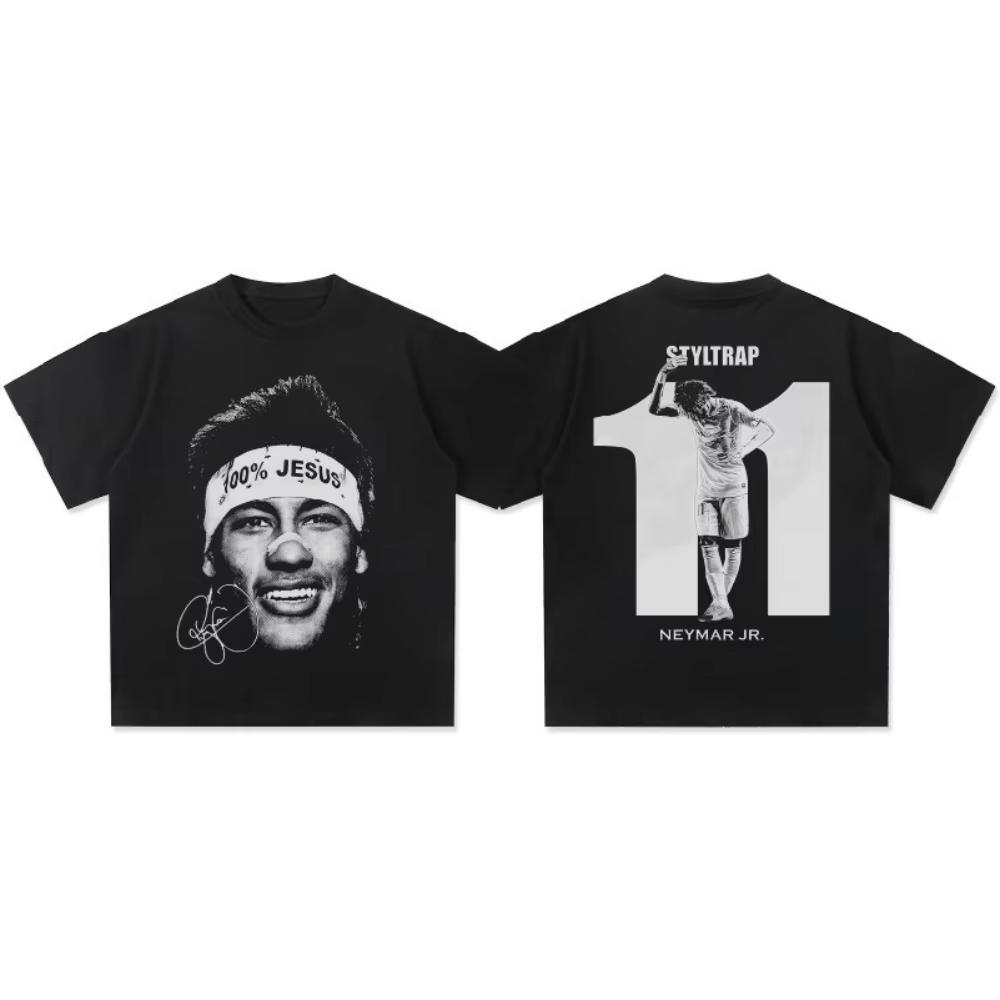 Retro Fashion Short Sleeve Top American Hip Hop Summer Unisexs Clothing Unisexs Neymar American Short Sleeve T Shirt 2XL
