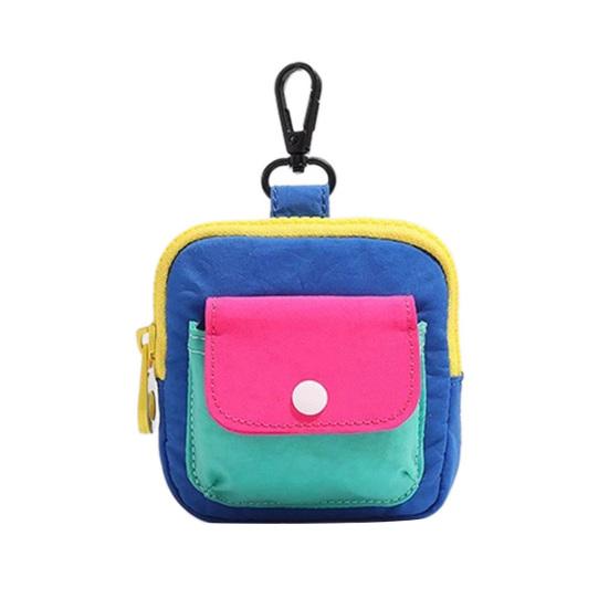 

Backpack Coin Purse Color-Block Canvas Key Chain Zipper Pouch Wallet for Cash Coins Lipstick Handbag
