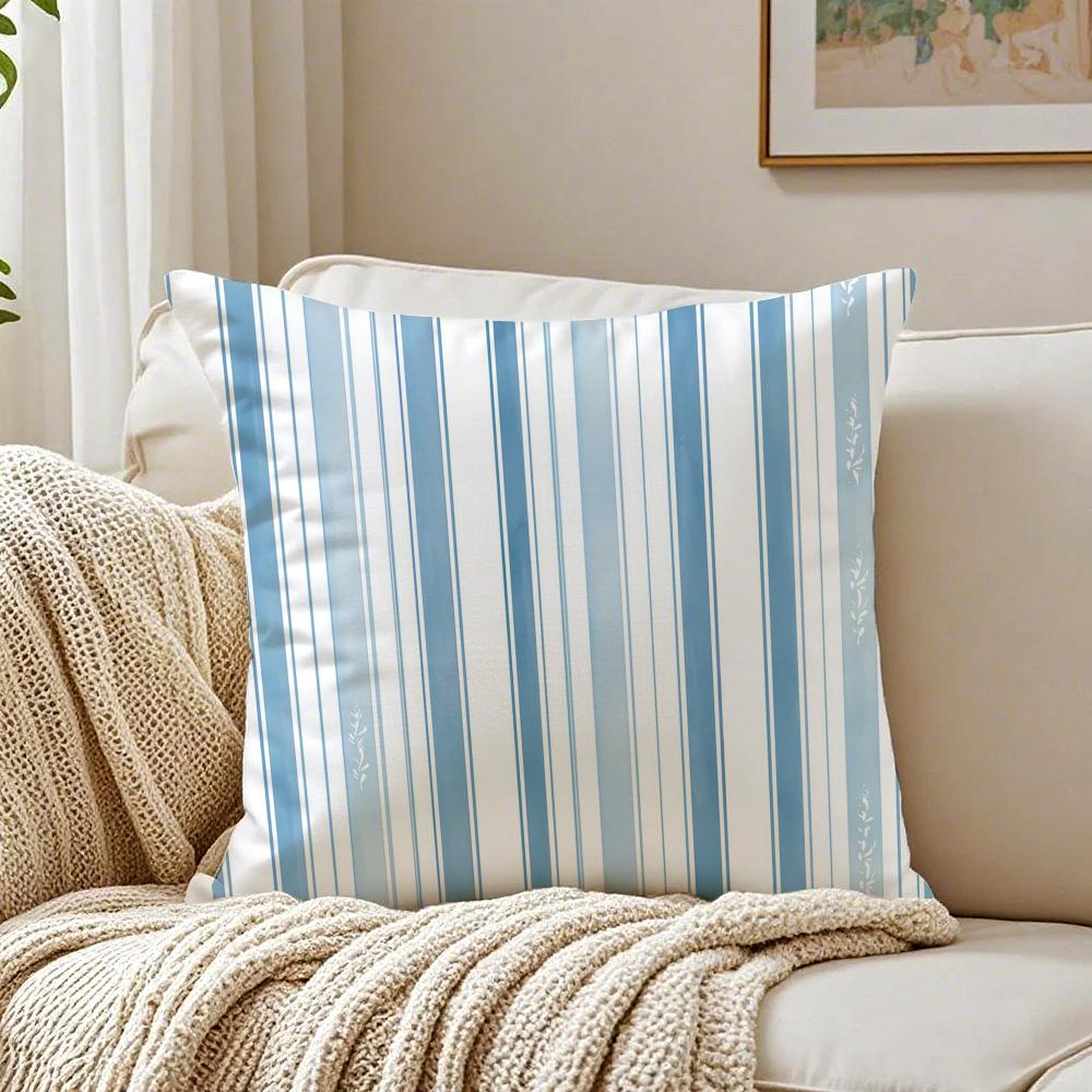 Classic Striped Cushion Cover Linen Pillowcase Soft for Sofa Bed Home Room Decor