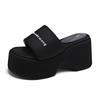 Small High-end One-word Slippers 2025 Summer New Letter High Heels Women Wear Platform Beach Sandals