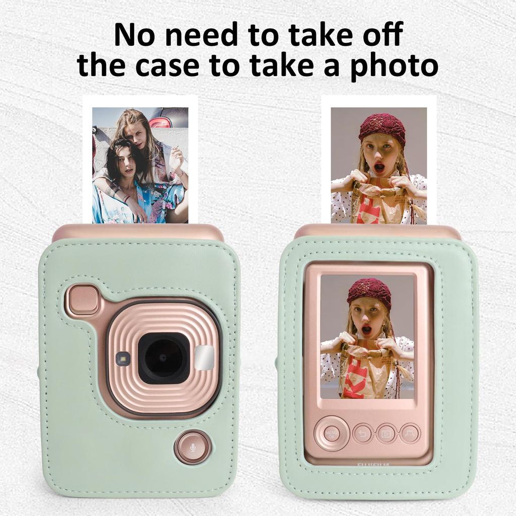 Rieibi PU Leder Schutzhülle für Instax Mini LiPlay Sofortbildkamera - Instax Mini Liplay Hülle mit verstellbarem Riemen