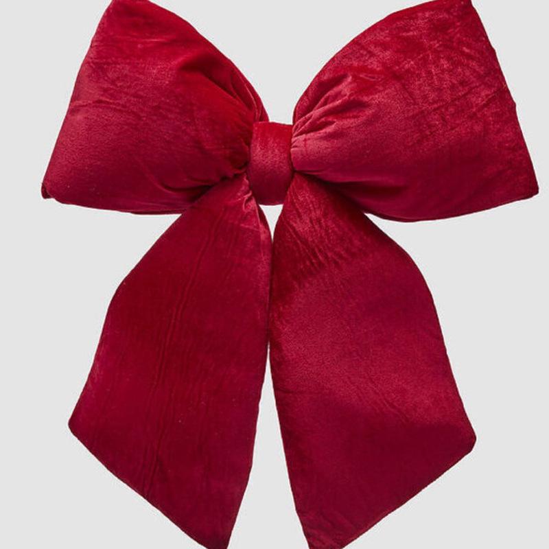 Large Wine Red Velvet Christmas Bow Decoration for Window Display