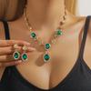 3PC women's fashionable geometric inlaid rhinestone necklace earring set, suitable for parties and holiday gifts
