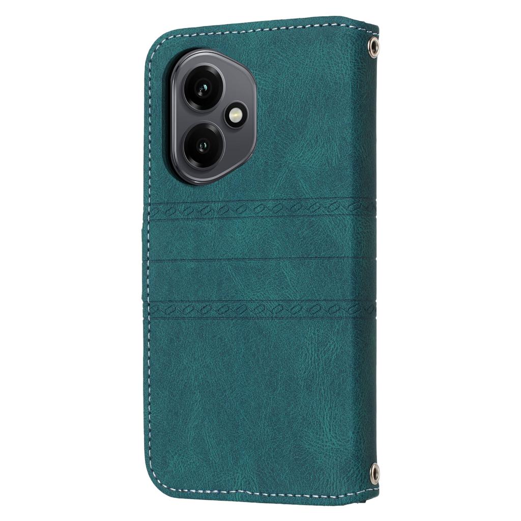 For Honor 400 5G (Global) Case Wallet Skin-Touch Leather Imprinted Phone Cover with Wrist Strap