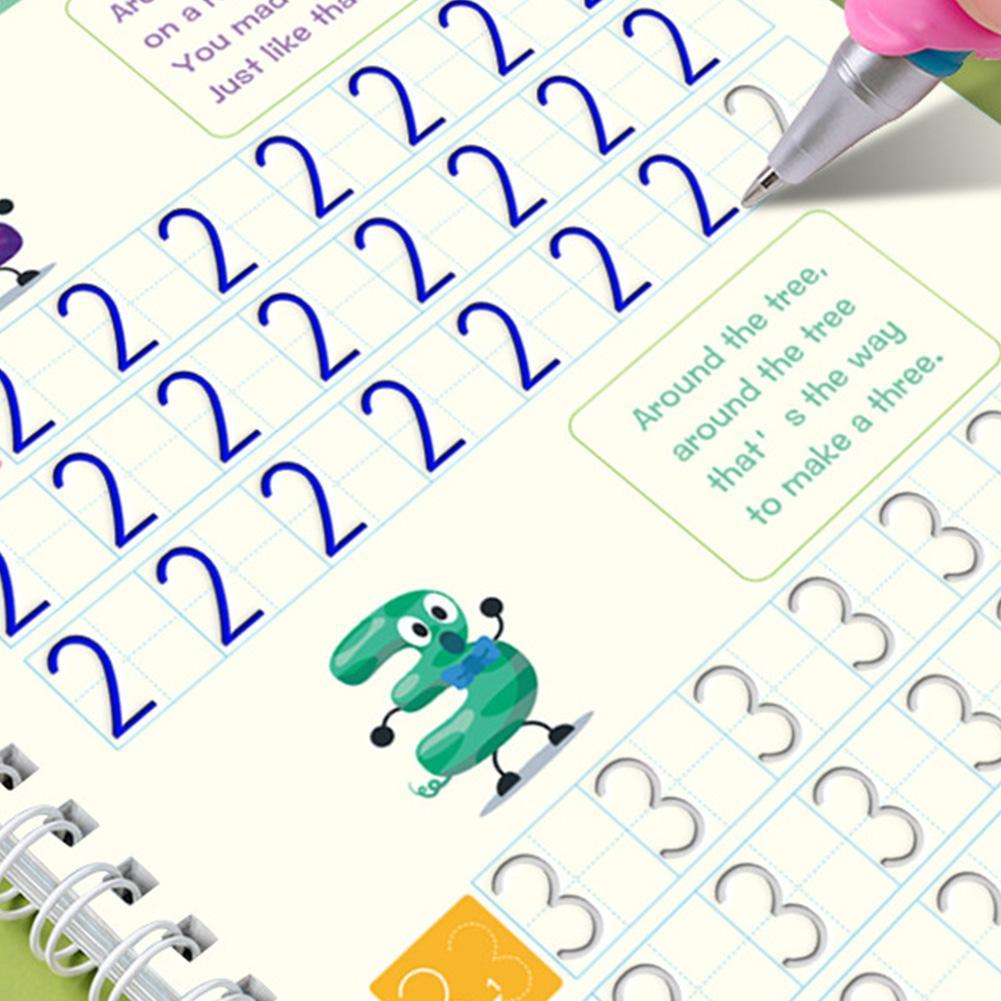 Magisches Übungs-Kopierbuch für Kinder Stift Wiederverwendbare Schreiblernhefte für Vorschulen Rillen-Schablonen-Design