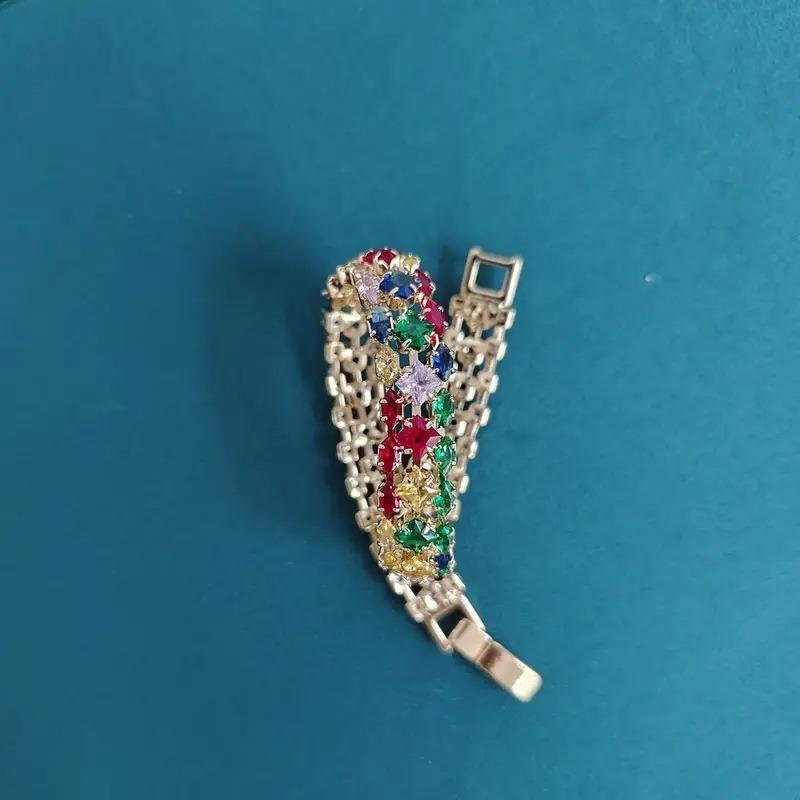 Light Luxury High-end Style Colorful Zircon Inlaid Exquisite Bracelet Niche Design Hip-hop Fashion Outfit Matching Accessories