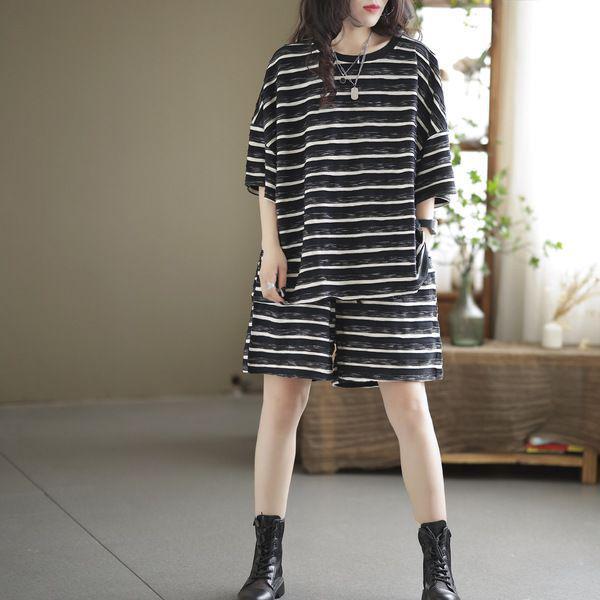 

2025 Summer Plus Size Women s Fashion Print Short Sleeve Shorts Two-Piece Set XXL