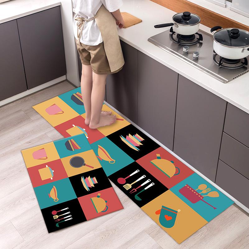 Anti Fatigue Kitchen Rugs, OneHouse plant Print Waterproof Non-Slip Thick Cushioned Kitchen Mat Heavy Duty Comfort Standing Mat for Kitchen