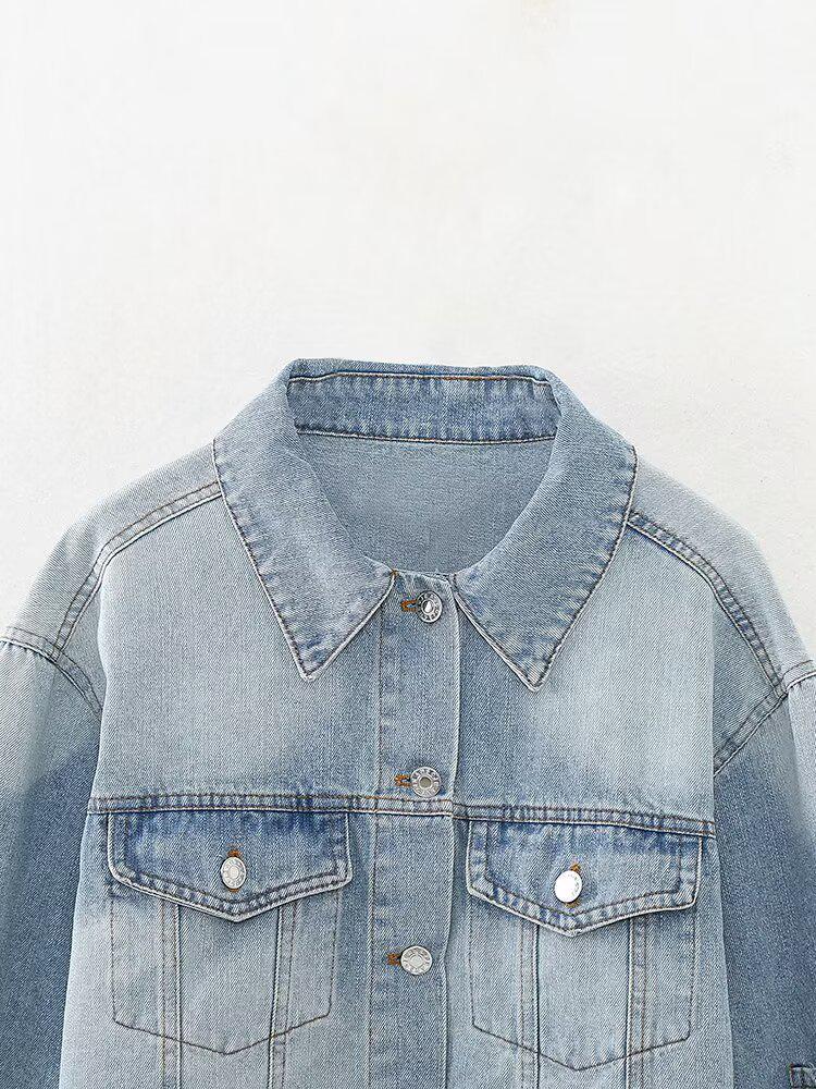 Spring & Autumn Women's Short Denim Jacket and Skirt Set - European & American Style