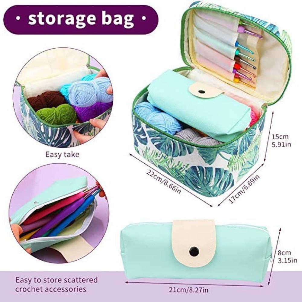 87-Piece Beginner Crochet Set, Plastic Sewing Needle Sewing Mark Storage Bag Knitted Material Package