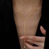 Elegant 2024 New 18k Gold Plated Long Tassel Beaded Chain Necklace For Women
