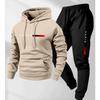 Mens Hooded Oversized Cotton Blend Sweatshirt Set Long Sleeve Top Pants Casual Sportwear