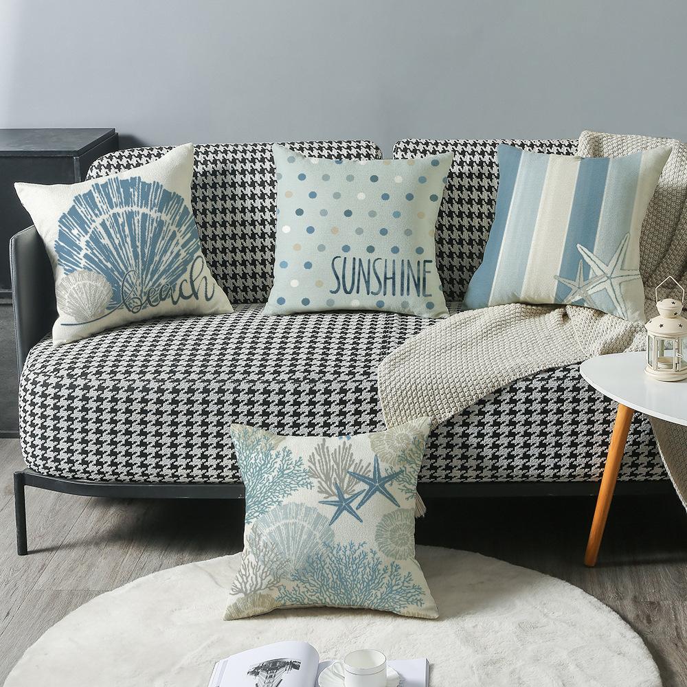 New Spring and Summer Pillow Case Small Fresh Modern Simple Plant Ocean Shell Home Pillow Case