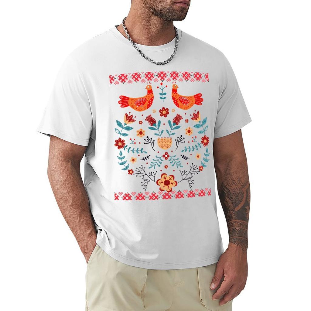 Slavic Folk Pattern Tshirt Big Size Simple Tshirt