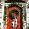 Black And Plaid Wreath Sash, 6ft Long Christmas Wreath Decorative Belt, Satin Fabric Bow For Front Door Wreaths, Holiday D
