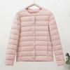 Warm Women's Duck Down Jacket Round Neck Collarless Plus Size Loose Fit Short Style Lightweight Autumn Winter Coat