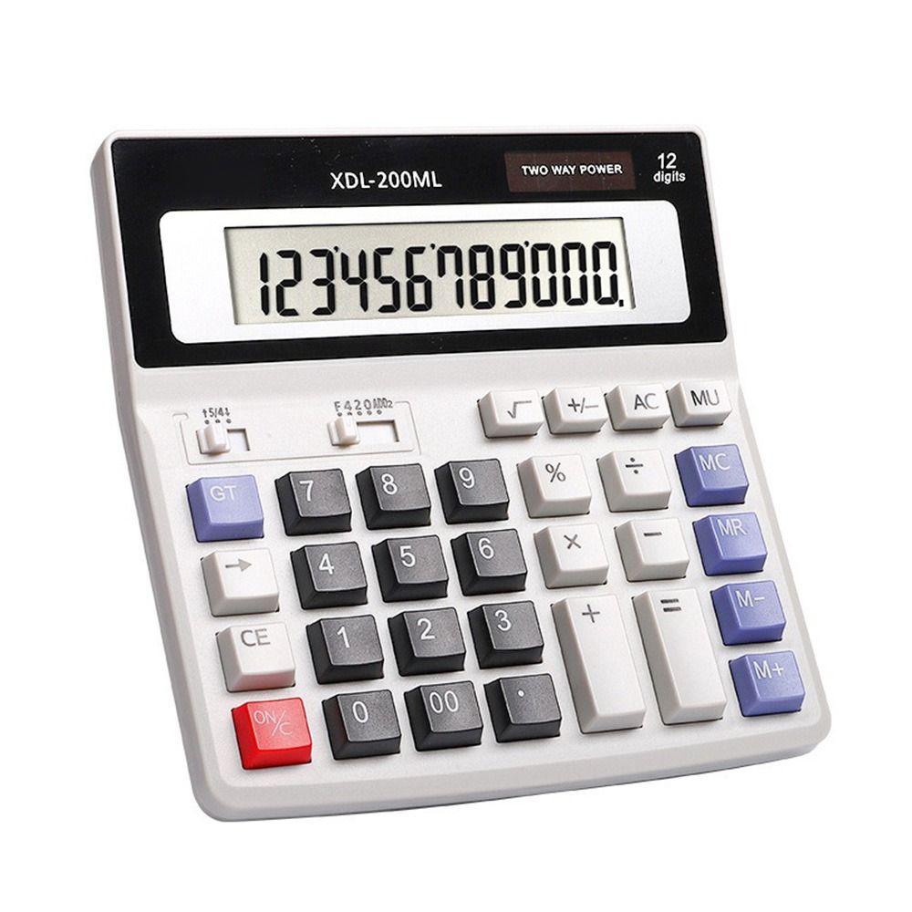 12 Digits Calculator Dual Power High Sensitivity Button Electronic Calculator LCD Display Financial Accounting Calculator