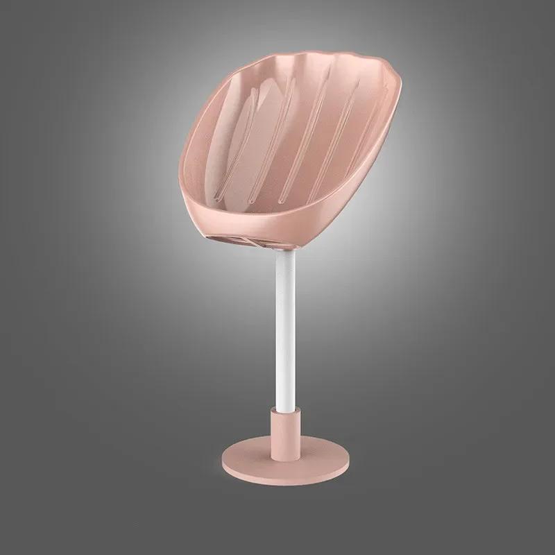 1pc Leaf Shaped Soap Box Mobile Suction Cup Wall Mounted Drain No Punching Storage Rack Bathroom and Home Storage