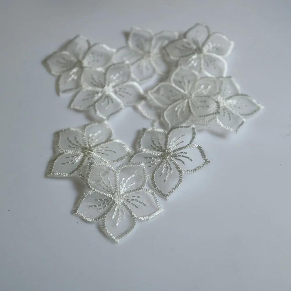 10Pcs Black White Lace Embroidered Flowers Patches Applique Patch Decoration