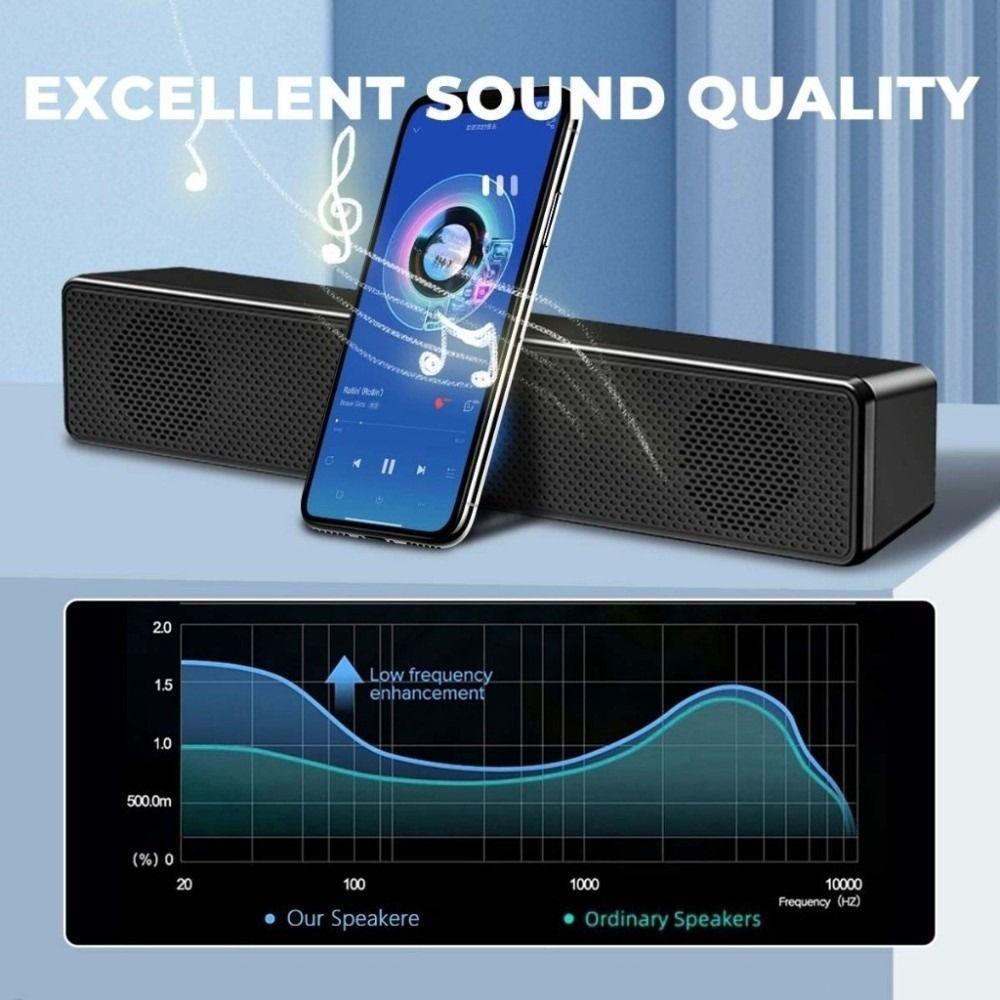 Stereo PC Soundbar Wired USB Powered Soundbar Surround Audio Bluetooth Speaker Conference Room