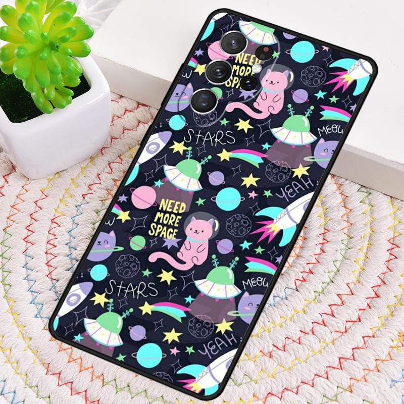 Space Happy Cats TPU Phone Case For Samsung Galaxy Note 10 Pro S26 S25 S24 S23 S22 Ultra Plus S21 FE S20 Shockproof Cover