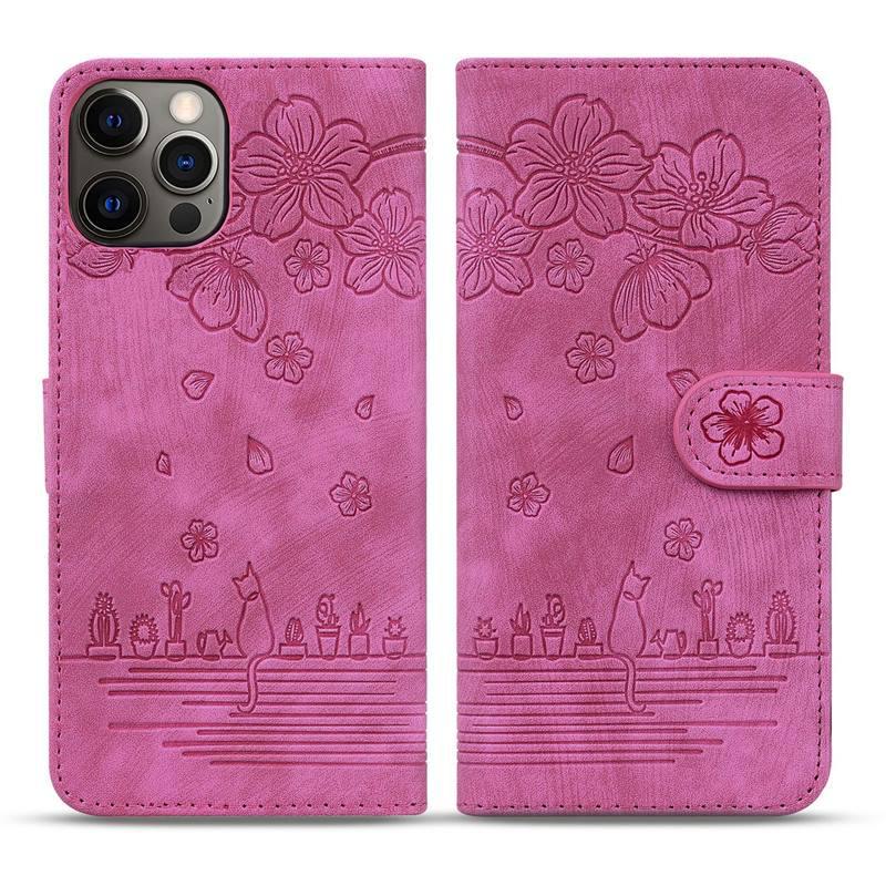 

Compatible iPhone 16 Leather Flip Case with Embossed Design, Apple 14Pro & 15 Cover, Wallet, Card Holder, Protective Case. iPhone 11 розы красного