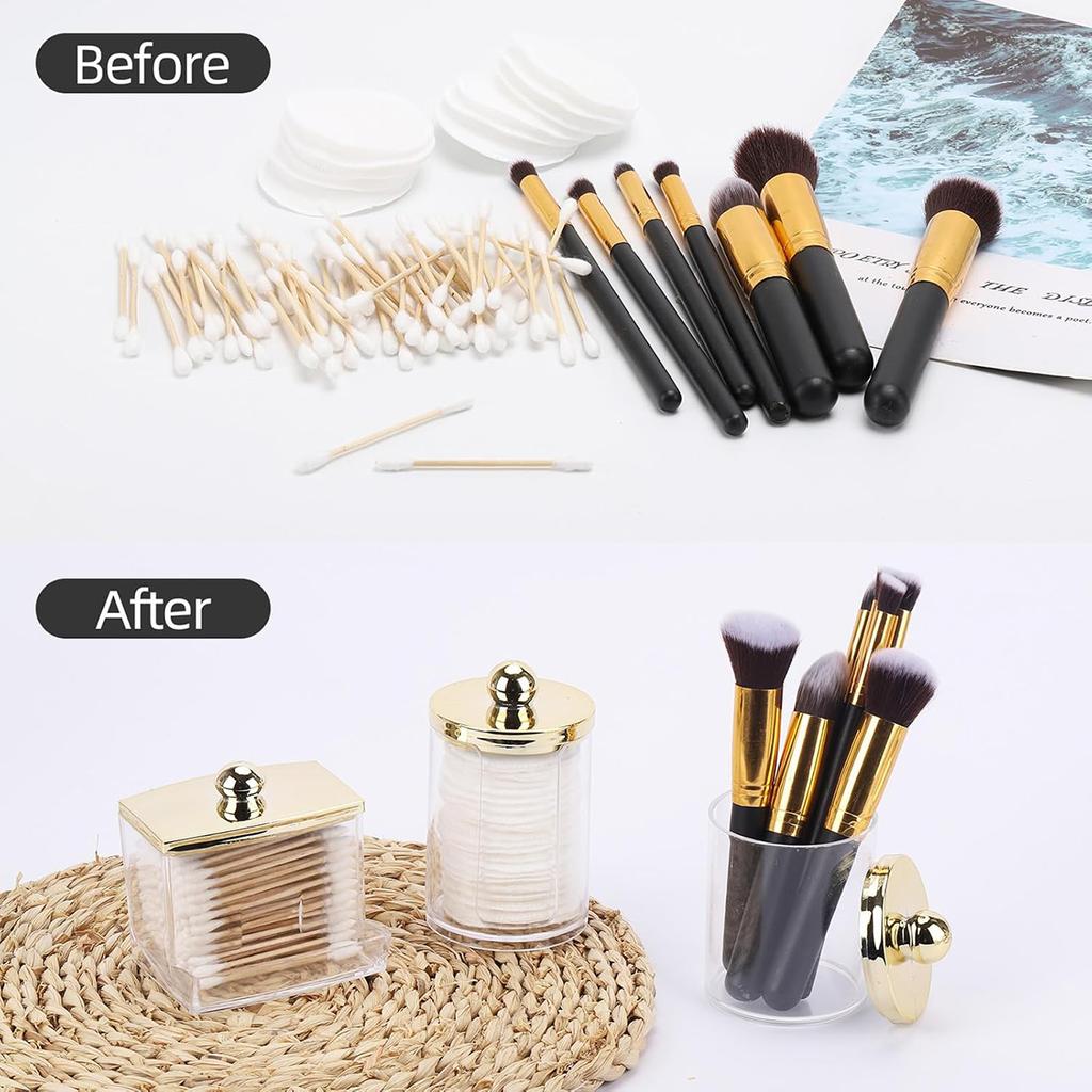 2/3/4er Pack Wattestäbchenhalter Badezimmerbehälter, 10/7oz Wattebällchen Wattestäbchen Pads Spender, Apothekerglas Organizer Aufbewahrungsbox