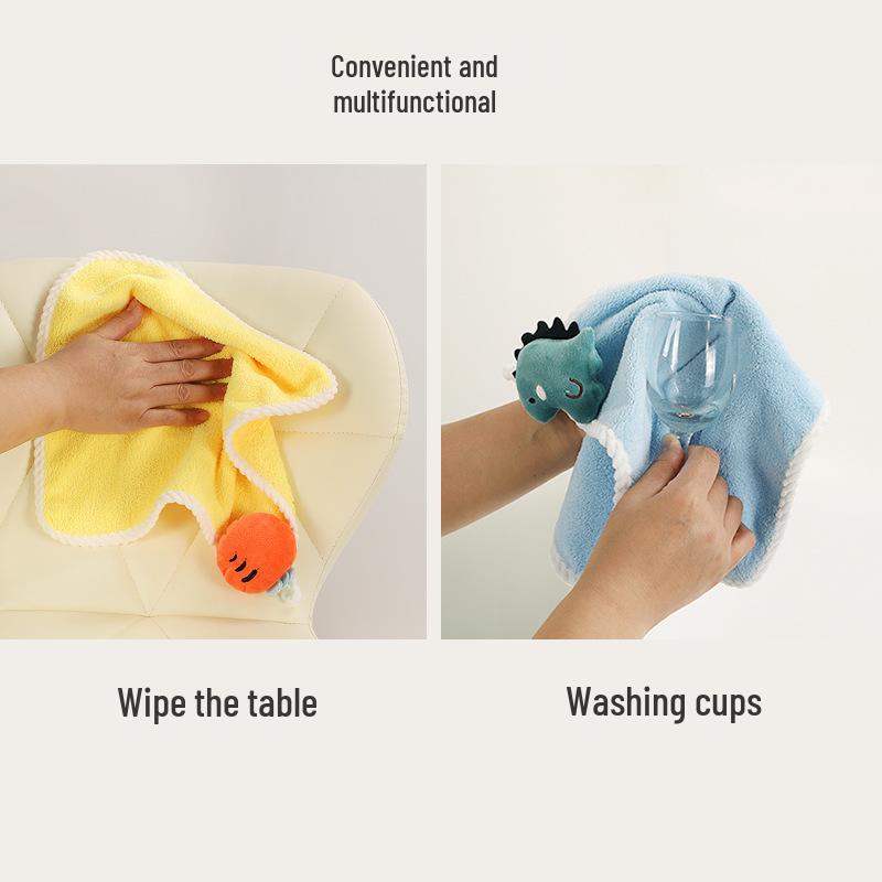 Cute Absorbent Hanging Hand Towel for Kids - Ideal for Bathroom or Kitchen Use